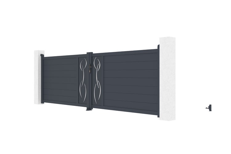 Flügeltor 4m LIFE H.120 graues Aluminium