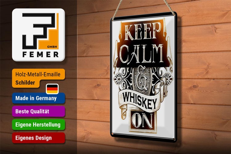 Blechschild Spruch 20x30cm Keep Calm Whiskey on
