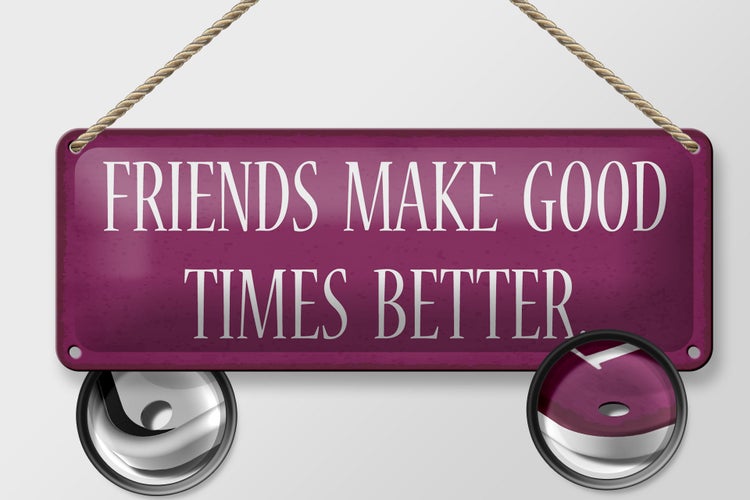 Blechschild Spruch 27x10cm friends make good times better Dekoration