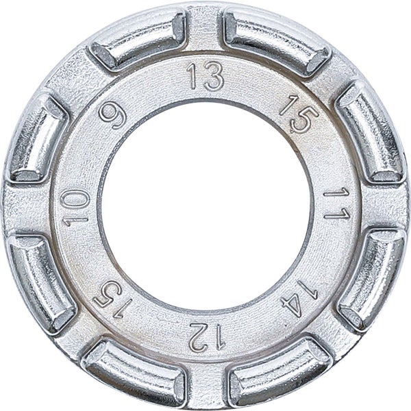 Metallunterlegscheibe mit den Zahlen 9 bis 15