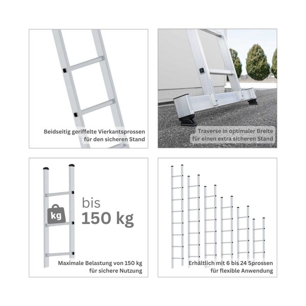 PROREGAL Sprossen-Anlegeleiter mit Traverse 20-Sprossen