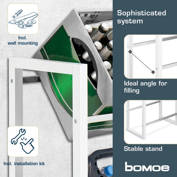 Getränkeregal mit Wandbefestigung und Installationsset für Getränkekisten