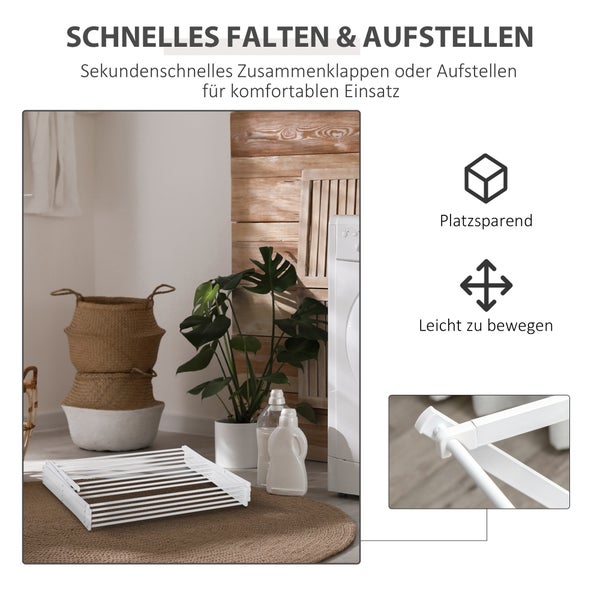 HOMCOM Wäscheständer, 74 x 35 x 144 cm, Metal, Kunststoff, Weiß