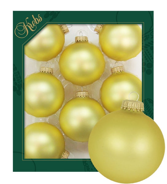 Gold matt 7cm Glaskugeln uni, 8 Stck., Weihnachtsbaumkugeln, Christbaumschmuck, Weihnachtsbaumanhänger