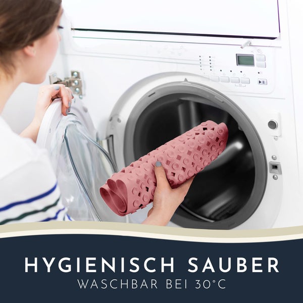 Homerella Badewannenmatte rutschfest Hautsensitiv 88x39cm, INKL. AUFHÄNGUNG | Antirutschmatte Badewanne BPA frei | Duschmatte schimmelresistent & maschinenwaschbar | Badematte rutschfest