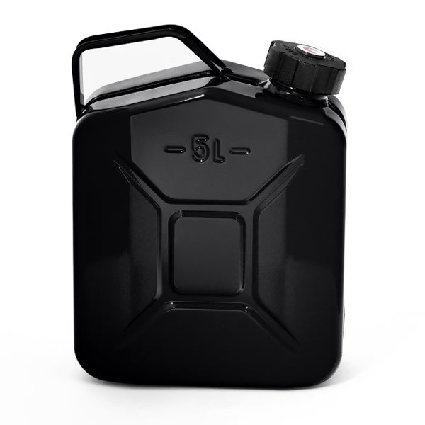 BW® Kraftstoffkanister Metall Benzinkanister 5x 5 Liter mit Schraubverschluss - Schwarz - RAL 9005 - TÜV-geprüft und UN-Zulassung - Made in Europe