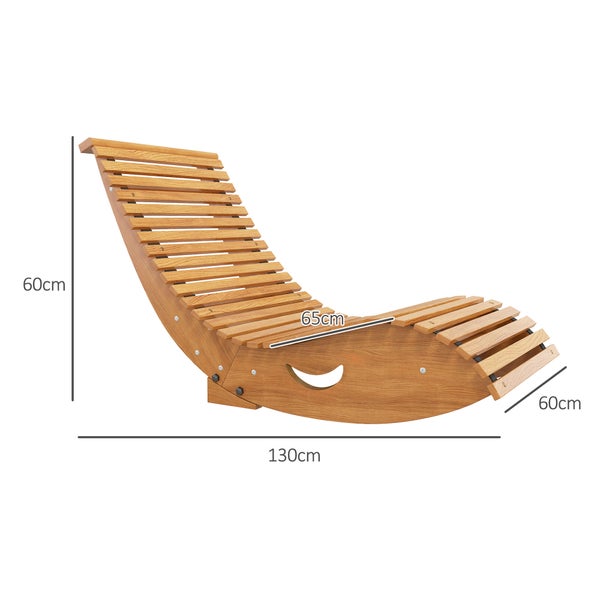 Outsunny Schaukelstuhl, Schaukelliege Holz, Gartenliege, Ergonomisch Schwingstuhl mit S-Form, Kippschutz, bis 120 kg belastbar für Balkon, Terrasse, Teak, 130 x 60 x 60 cm