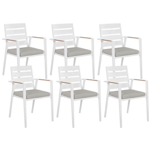Set mit 6 Stühlen und Sitzkissen TAVIANO Metall Grau