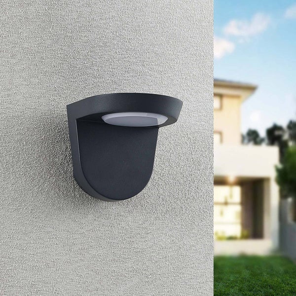 Lindby LED Wandleuchte außen Carmelo (spritzwassergeschützt (Modern) in Schwarz aus Aluminium (1 flammig, ) - Außenwandleuchten Wandlampe Led Außenlampe Outdoor für