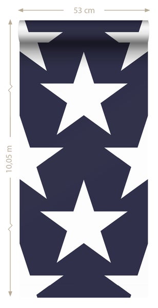 Tapetenrolle mit Sternenmuster, 53 cm breit und 10,05 m lang