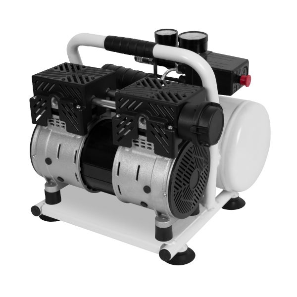 VONROC Leiser Luftkompressor – Ölfrei – 750 W – 1 PS – 128 l/min. - 6-Liter-Tank – 8 bar – 57,5 dB(A) – Leise – Geräuscharm - Weiß