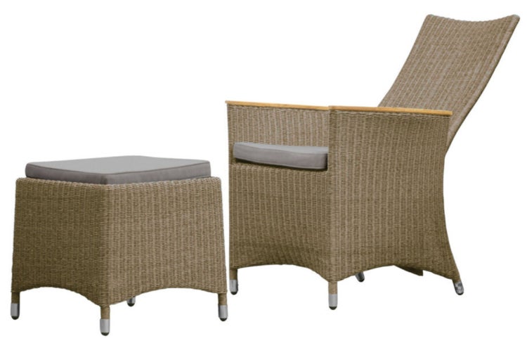 Polyrattan Hocker Gartenhocker Taupe inkl. Auflage hochwertiges Geflecht