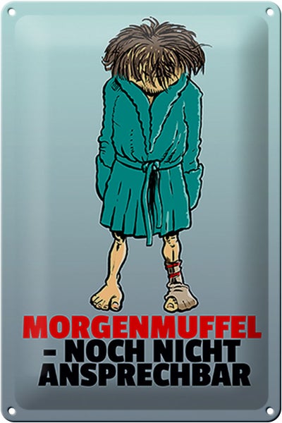Blechschild Spruch 20x30cm Morgenmuffel noch nicht ansprechbar