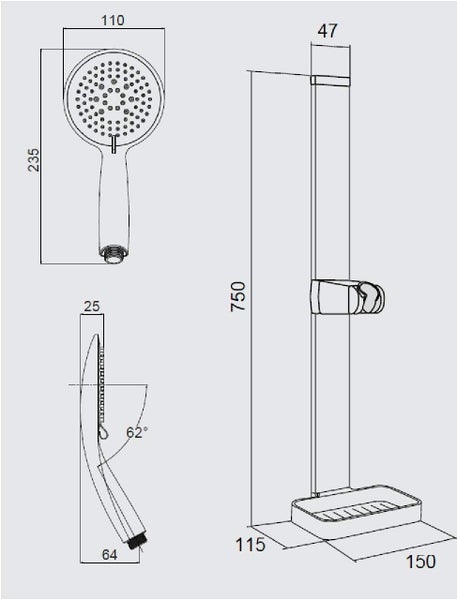 Brausegarnitur Duschbrause Duschkopf Halter Ohne Bohren 3M Kleber