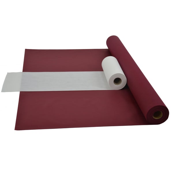 Sensalux Kombi-Set 1 Tischdeckenrolle 1m x 25m bordeaux + Tischläufer 30cm weiß