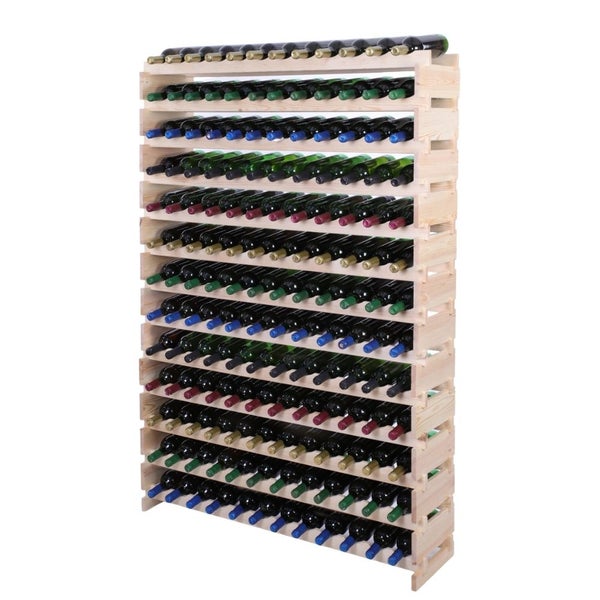 Weinregal VINOTECA FLEX PRO HxBxT 177x123x28cm 156 Flaschen auf 13 Ebenen Massives Kiefernholz Natur unbehandelt
