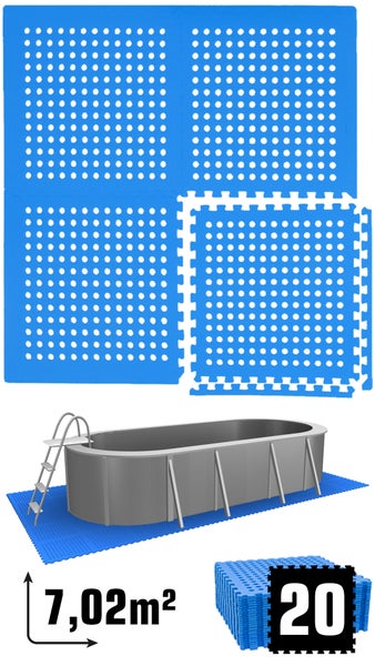 eyepower 7 m² Poolunterlage - 20 EVA Matten 62x62 - Outdoor Pool Unterlage - Unterlegmatten Set