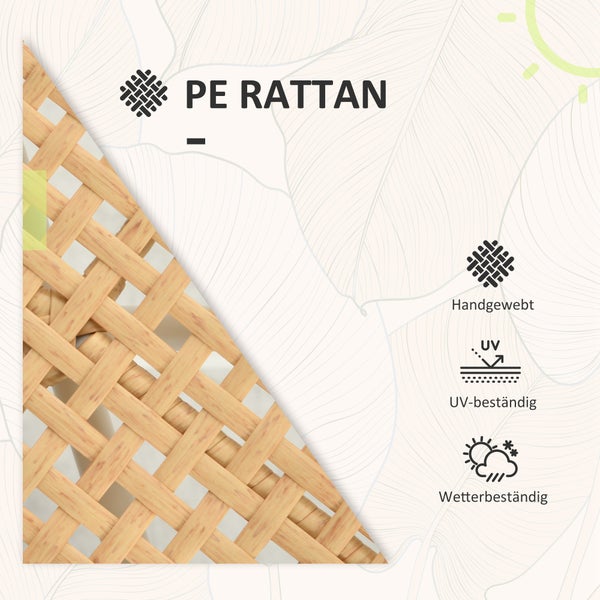 Outsunny 3er Set Rattan Gartenmöbel-Set, Gartengarnitur mit 2 Gartenstühle, Couchtisch, Balkonmöbel-Set mit Kissen, für Balkon, Terrasse, Gelb+Creme