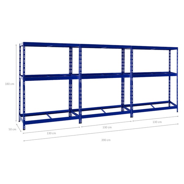 PROREGAL Mega Deal 3x Reifenregal Tiger mit Fachboden HxBxT 180 x 130 x 50 cm Bis Zu Insgesamt 36 Reifen Blau