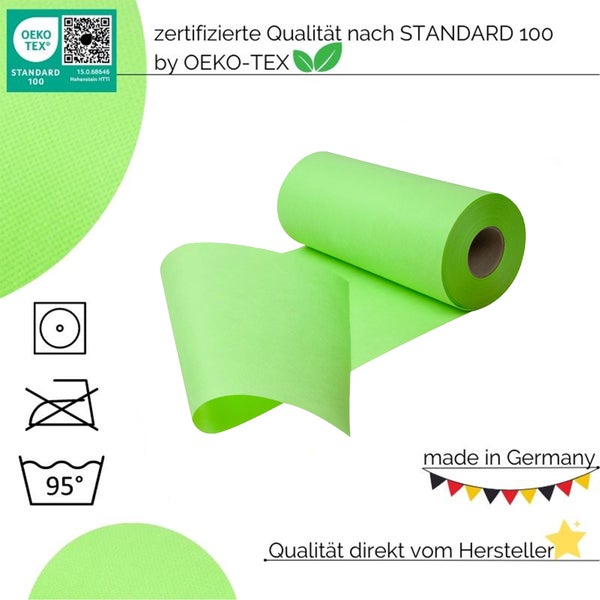 Sensalux Kombi-Set 1 Tischdeckenrolle 1m x 25m weiß + Tischläufer 30cm apfelgrün