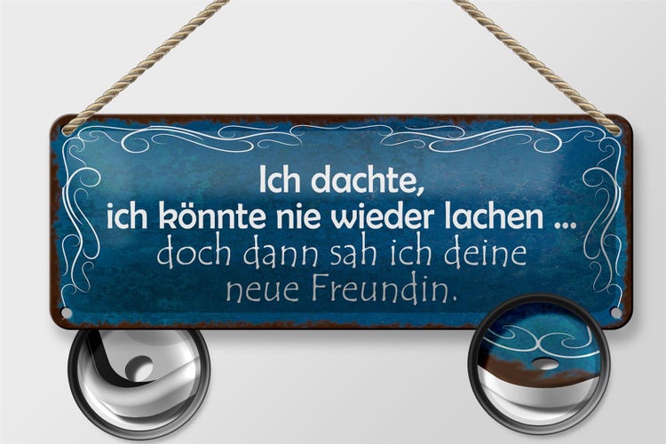 Blechschild Spruch 27x10cm Freundin ich kann wieder lachen Dekoration