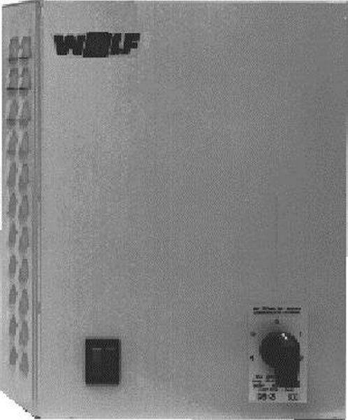 Wolf Gerät mit Wolf Logo, Wippschalter und Drehregler.