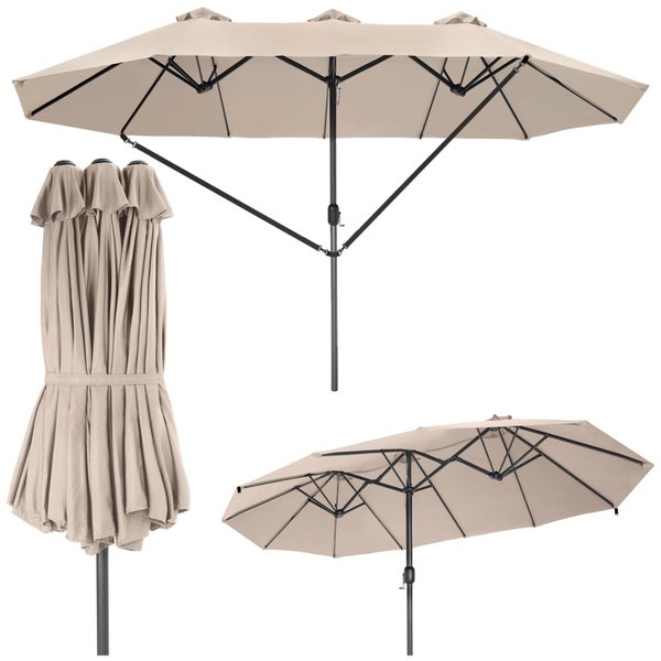 Sonnenschirm tectake Silia UV-Schutz 50+, inklusive Windsicherung und Schutzhülle 460 x 270 cm beige