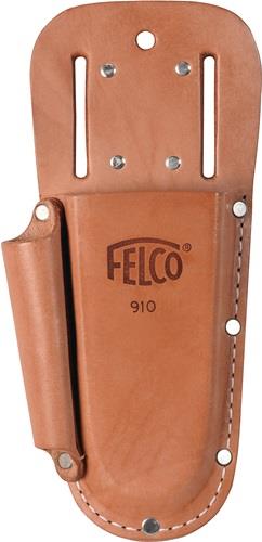 Felco 910 braunes Holster aus Leder für Gartenscheren mit Gürtelschlitzen, Metallnieten und zusätzlichem Fach.