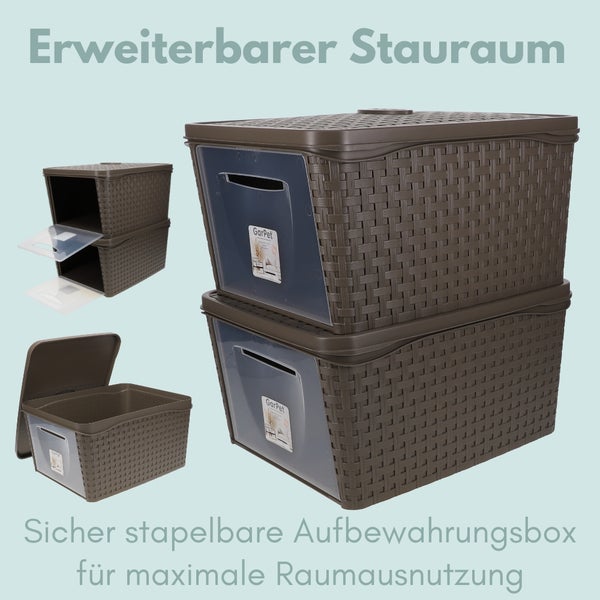 Stapelbare Aufbewahrungsboxen zur Erweiterung des Stauraums