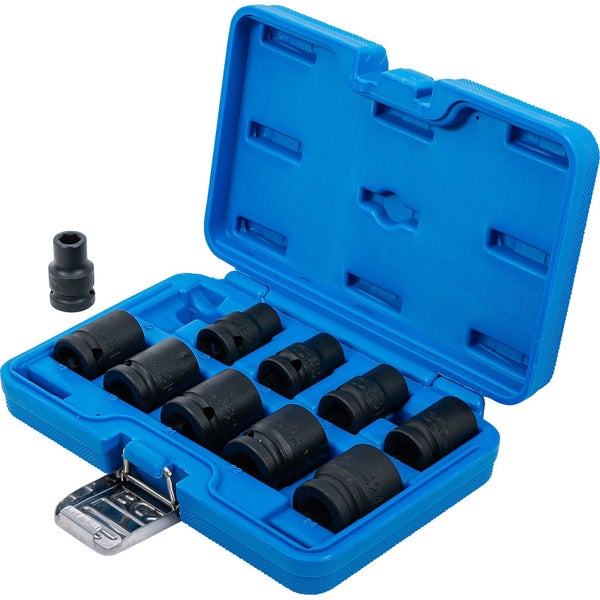 BGS Kraft-Steckschlüssel-Einsatz-Satz Sechskant Antrieb Innenvierkant 12,5 mm (1/2) SW 10 - 24 mm 10tlg. - 5205