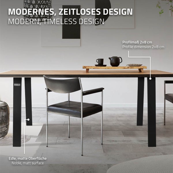 ML-Design 2er Set Tischbeine Loft 75x72 cm, Schwarz, Profil 8x2 cm, aus Stahl, Industriedesign, U-Form, Metall Tischgestell scandic, Tischkufen Tischuntergestell Möbelfüße, für Esstisch/Schreibtisch