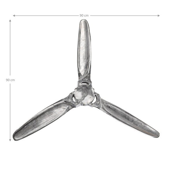 WOMO-DESIGN Flugzeug Propeller Sky Wand Dekoration Skulptur Design 90 x 90 cm (BxH) aus Poliertes Aluminium mit Nickel Finish Unikat Wanddeko Glänzend Silber Deko Wohnzimmer Wandschmuck Edler Glanz