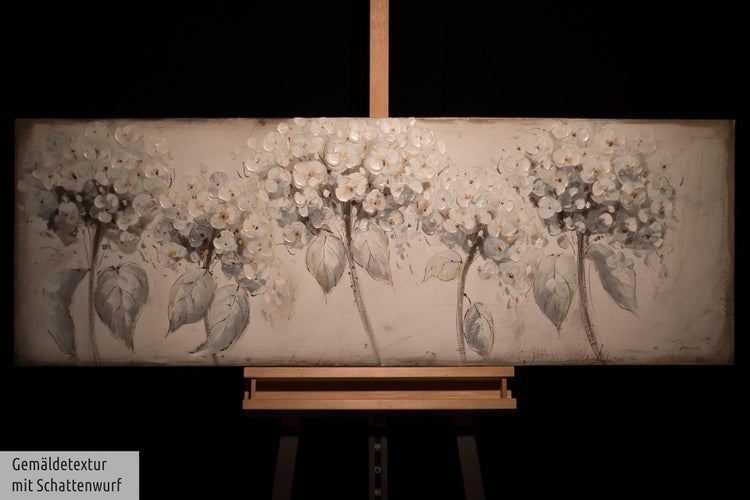 Handgemaltes Gemälde Acrylfarbe 150x50cm Weiß