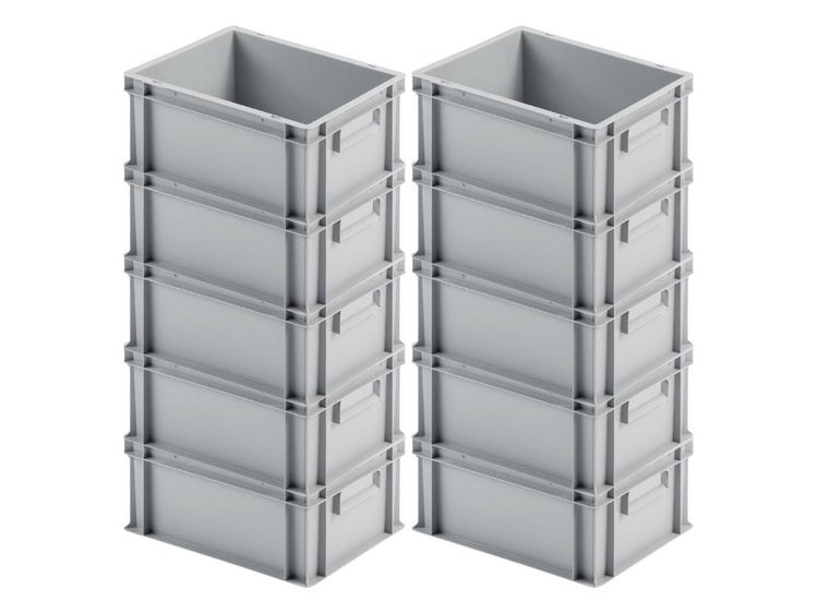 PROREGAL Eurobehälter Mit Geschlossenem Griff HxBxT 17,5 x 30 x 40 cm 16 Liter Grau Eurobox Transportbox Transportbehälter Stapelbehälter