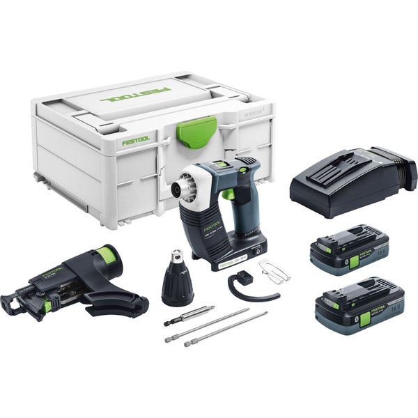 Festool Duradrive Trockenbauschrauber Set mit Magazinvorsatz, Systainer, Akkus und Ladegerät