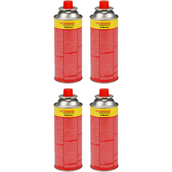 ROTHENBERGER Industrial Gaskartusche RoButan 220 g / 393 ml, Bajonett-Verschluss, MSF-1A, Ventilkartusche Gas Outdoor Camping Brenner Unkrautvernichter,4 Stück