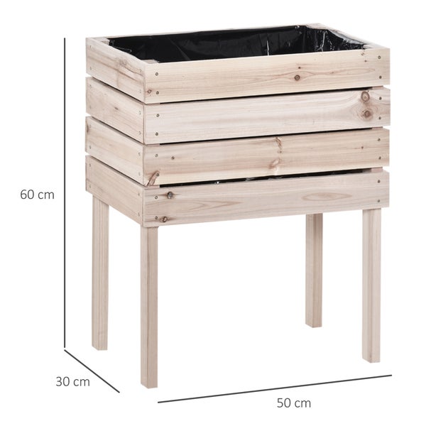 Outsunny 4 tlg. Hochbeet Pflanzkübel Pflanzkasten aus Holz 4 Kombinationsmodi im Garten und Balkon 50 x 30 x 60 cm Natur