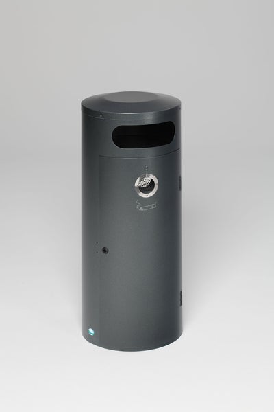 PROREGAL Kombiascher Mit Einflügeltür Ascher Innen 70 Liter HxBxT 104,5 x 42 x 42 cm Verzinkter Stahl Grau