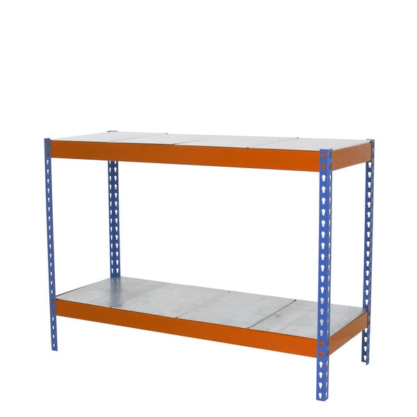 PROREGAL Schwerlastregal Metal Beast Two HxBxT 90 x 120 x 75 cm 2 Ebenen Fachlast 600 kg Blau-Orange