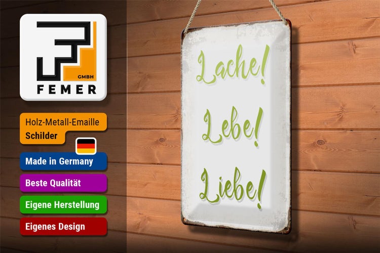 Blechschild Spruch 20x30cm lache lebe liebe Retro Schild