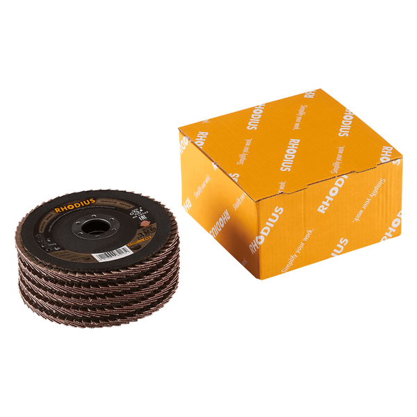 RHODIUS Fächerscheibe JUMBO SPEED, 5 Stück, 125 x 22,23 mm, Korn 60, für Edelstahl, Stahl, Metall, TOPline