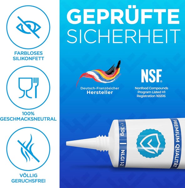 LOBENSWERK 30g Silikonfett für Kaffeevollautomaten [inkl. Milchschlauchbürsten] Schmierfett für Armaturen, Dichtungen, O-Ringe - Armaturenfett - universell anwendbar