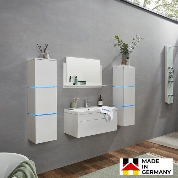 Home Deluxe - Badmöbel-Set - WANGEROOGE BIG Weiß - X-Large - inkl. Waschbecken und komplettem Zubehör - Breite Waschbecken: ca. 80 cm I Badezimmermöbel Waschtisch Badmöbelset