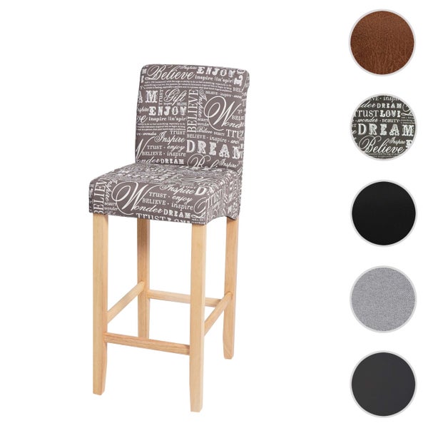 Barhocker mit Bezug und Schriftmuster