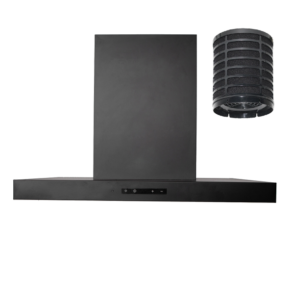 Schwarze Dunstabzugshaube mit Aktivkohlefilter