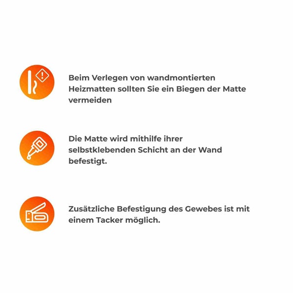 Informationen zur Montage von Wandheizmatten