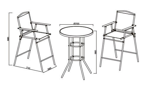 3 tlg. Barset Garten Barstuhl Bartisch Garlos