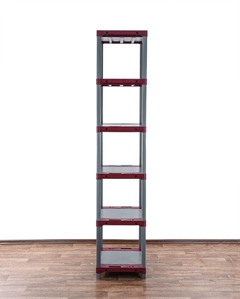 PROREGAL Kunststoffregal Grey Bear Extra-Tall HxBxT 220 x 60 x 46 cm Fachlast 120 kg Grau/Rot
