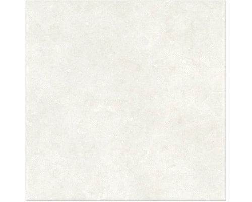 Quadratische Fliese in heller Steinoptik für Wand und Boden.