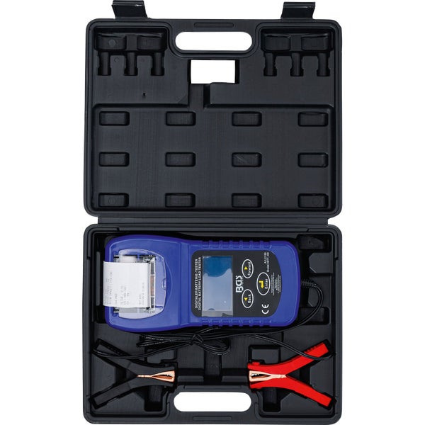 Batterieprüfer mit roter und schwarzer Klemme